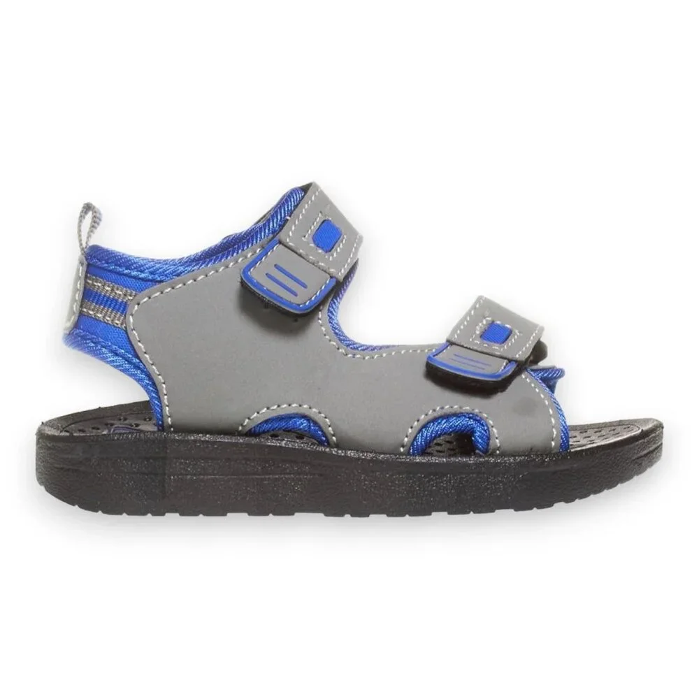 Skysole Boys Double Adjustable Strap Lightweight Sandals In Gray/Blue - Size 2-3